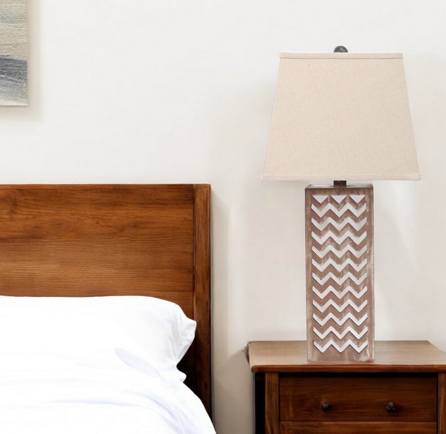 Tan Mirror Table Lamp