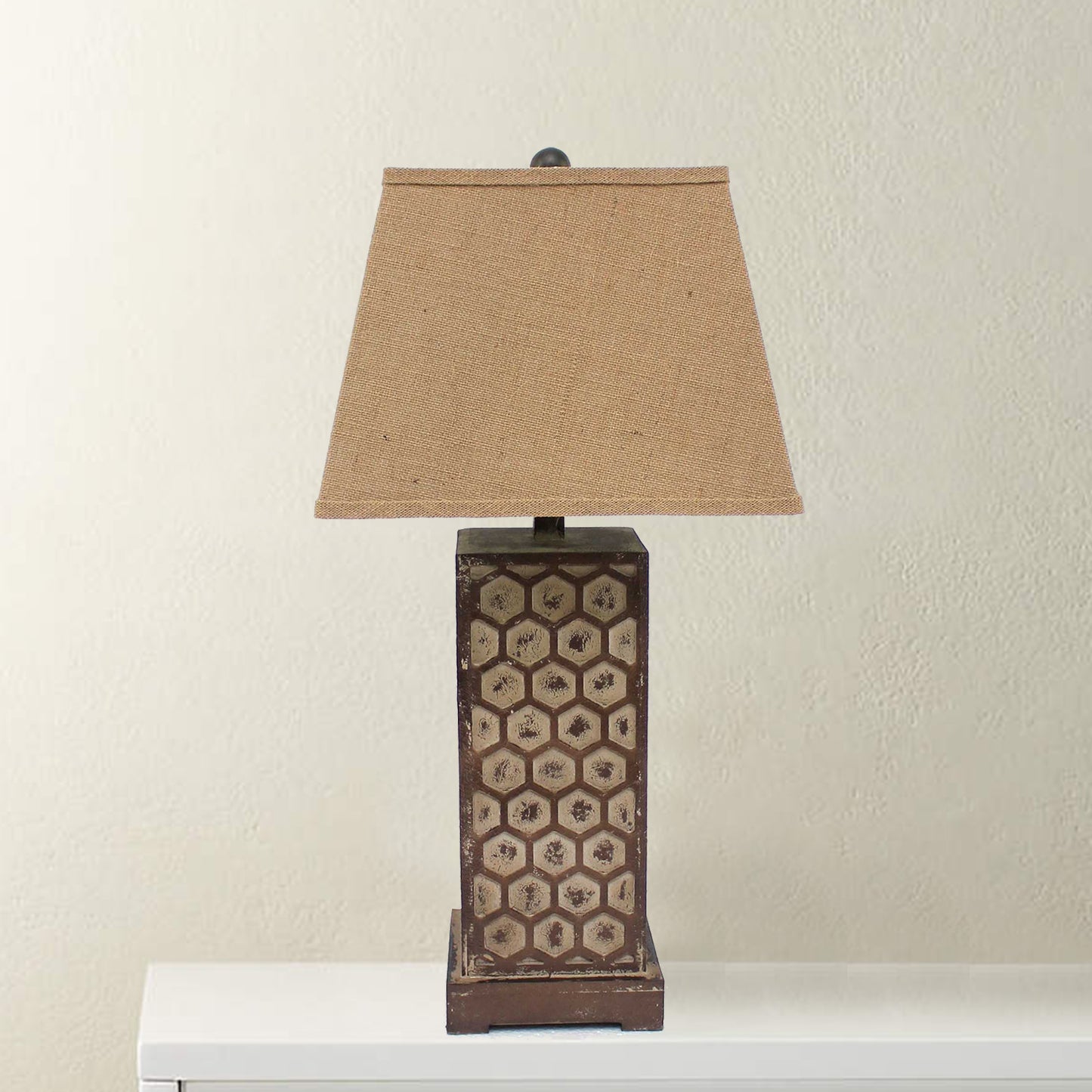 Brown Solid Wood Bedside Table Lamp w/ Shade