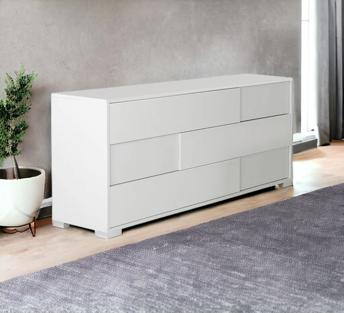 Gray Solid Wood 7-Drawer Double Dresser