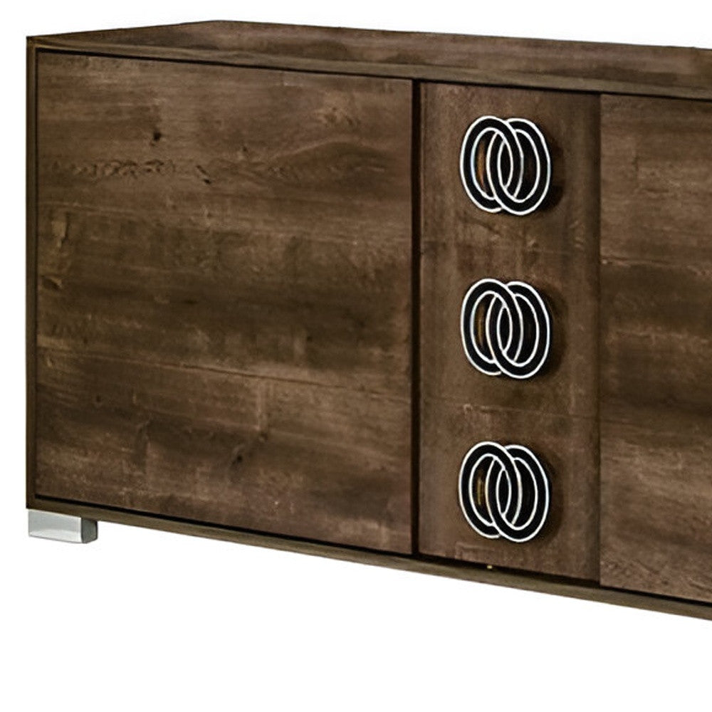 Brown Distressed Solid and Reclaimed Wood 7-Drawer Double Dresser