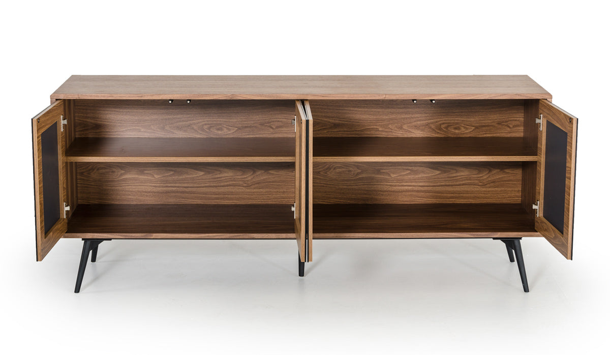 Solid Wood Sideboard w/ Glass Doors