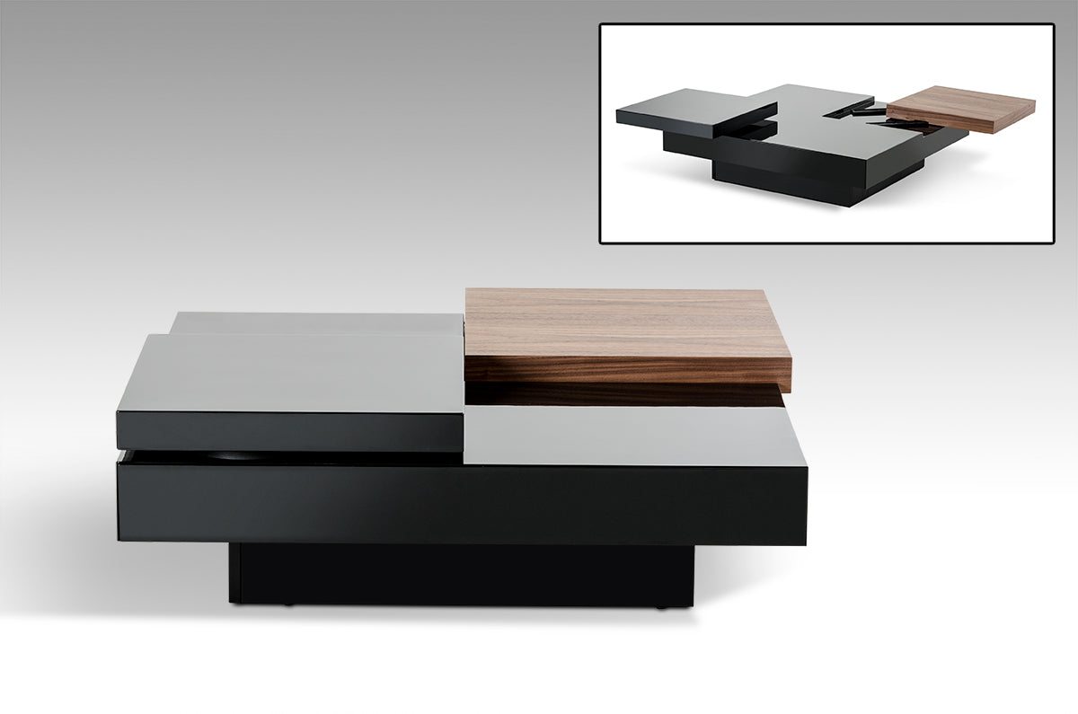 Walnut & Black Mdf & Veneer Coffee Table