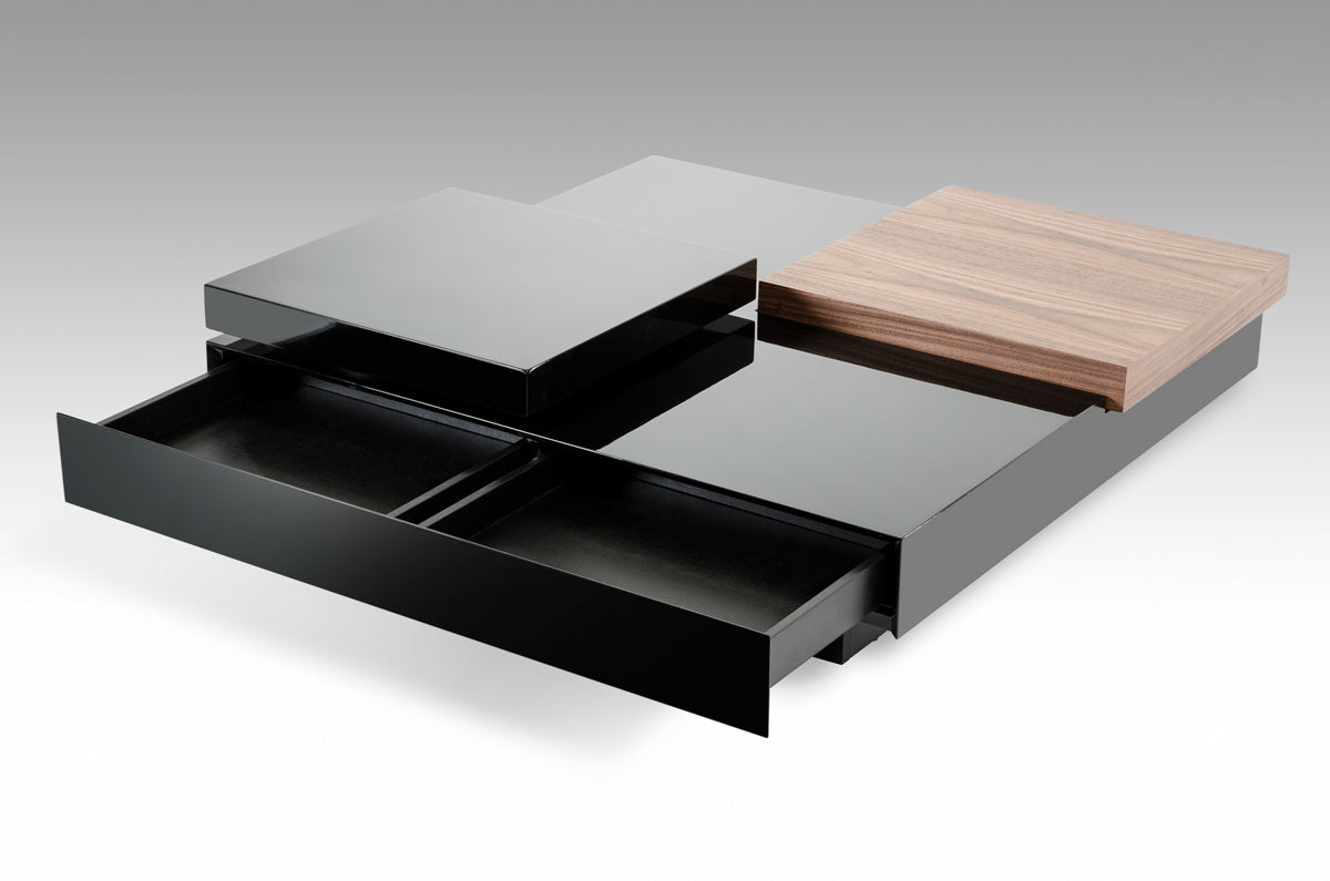 Walnut & Black Mdf & Veneer Coffee Table
