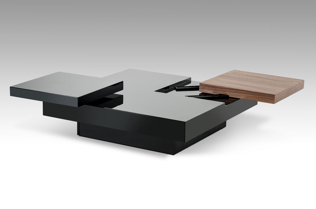 Walnut & Black Mdf & Veneer Coffee Table