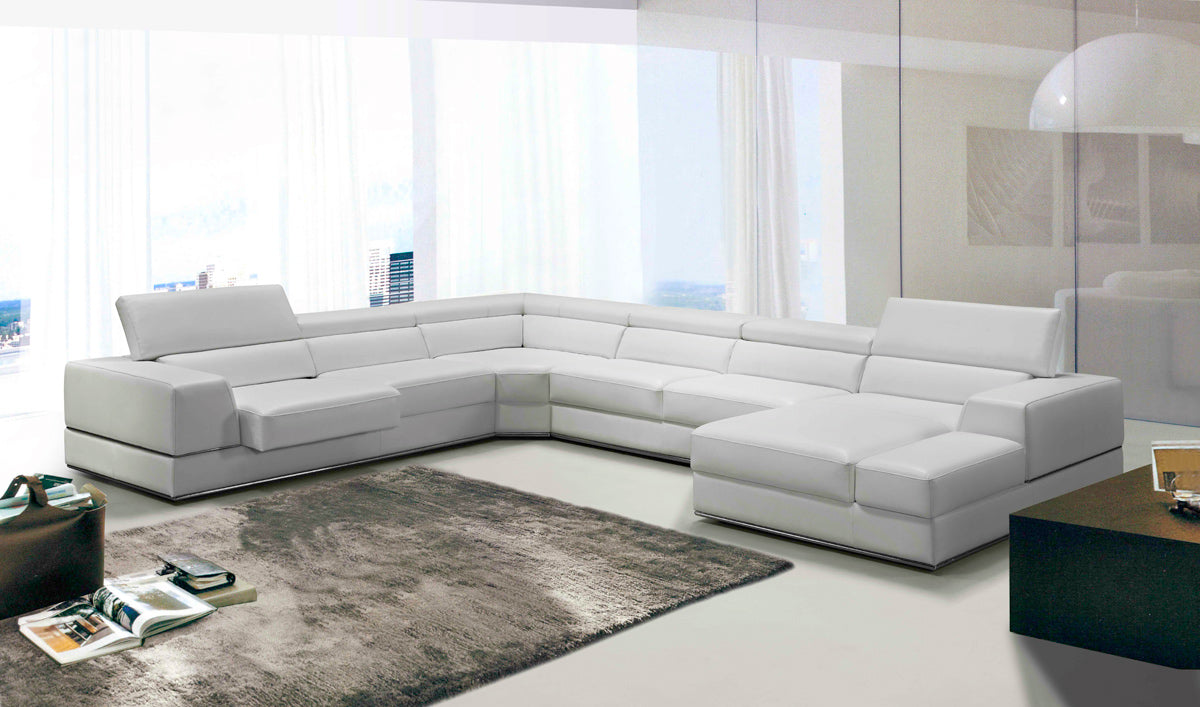 White Bonded Leather Sectional