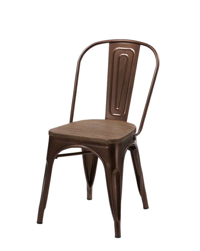 Brown Metal & Wood Dining Chair - Set of 4