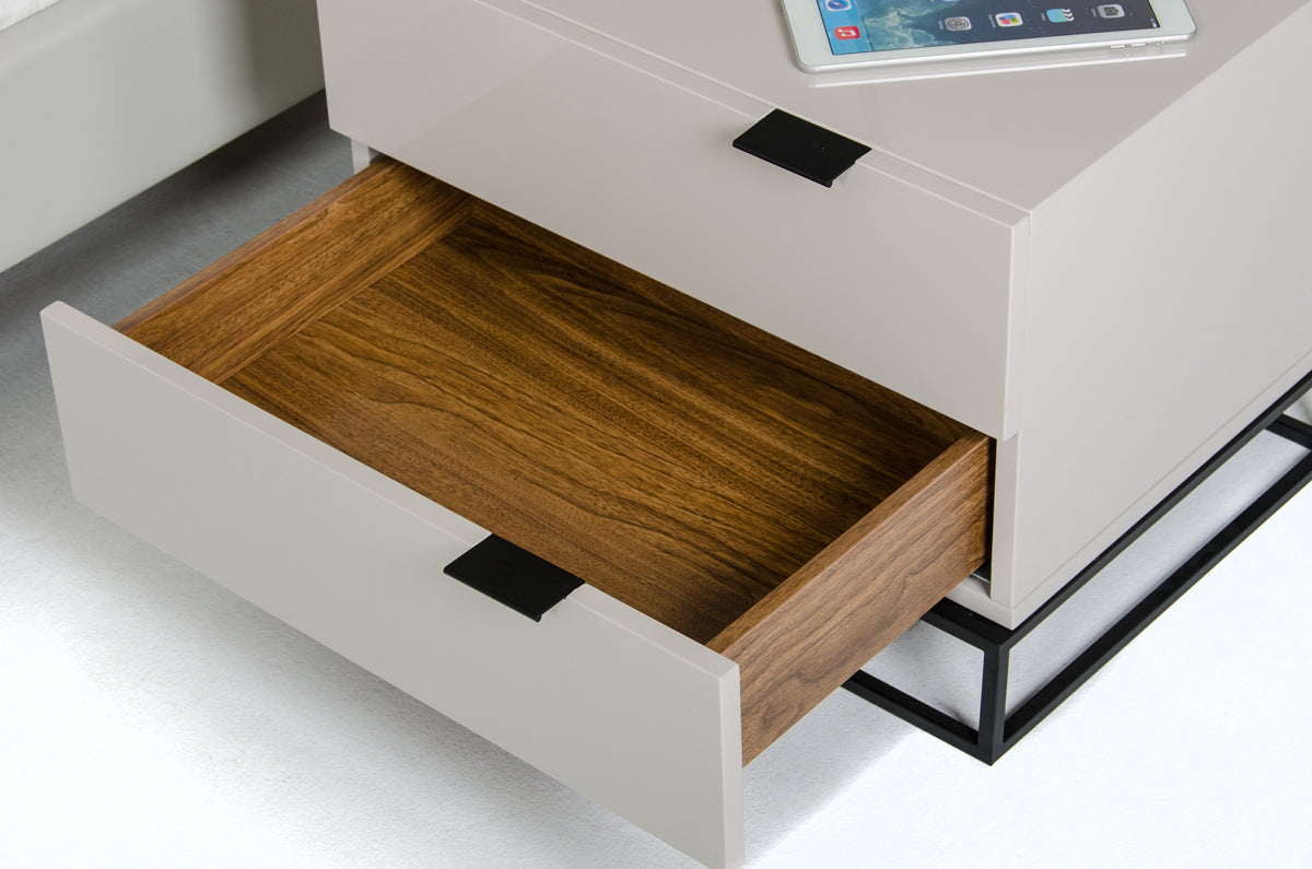 Light Grey w/ Metal Base Nightstand