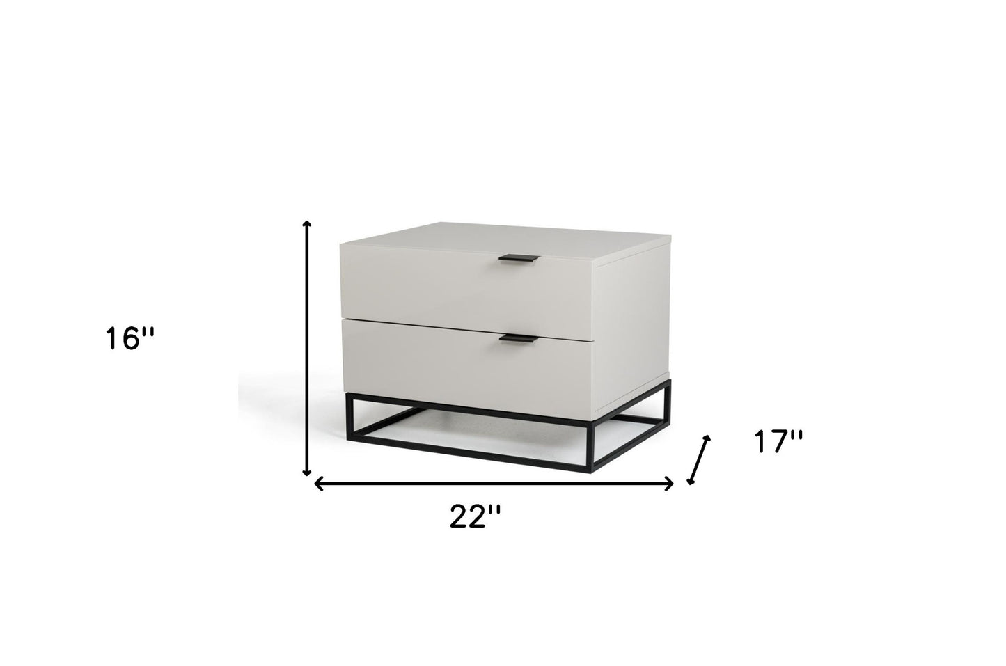 Light Grey w/ Metal Base Nightstand