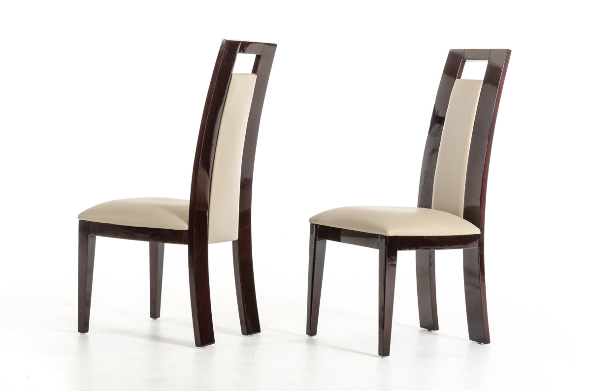 Taupe & Brown Faux Leather Dining Chair - Set of 2