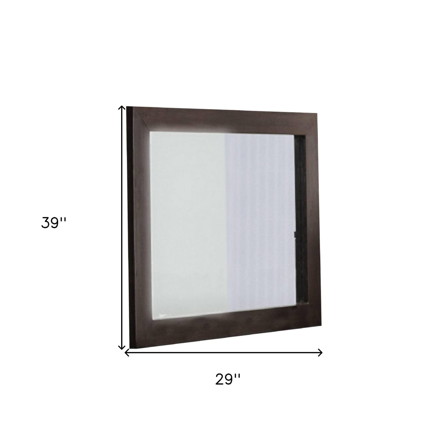 Ebony Square Wood Framed Dresser Mirror
