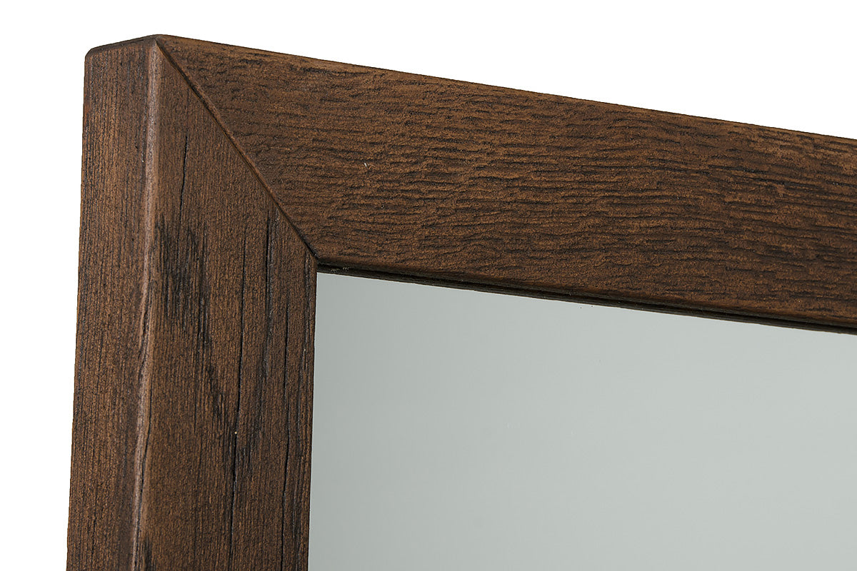 Dark Aged Oak Wood And Glass Mirror