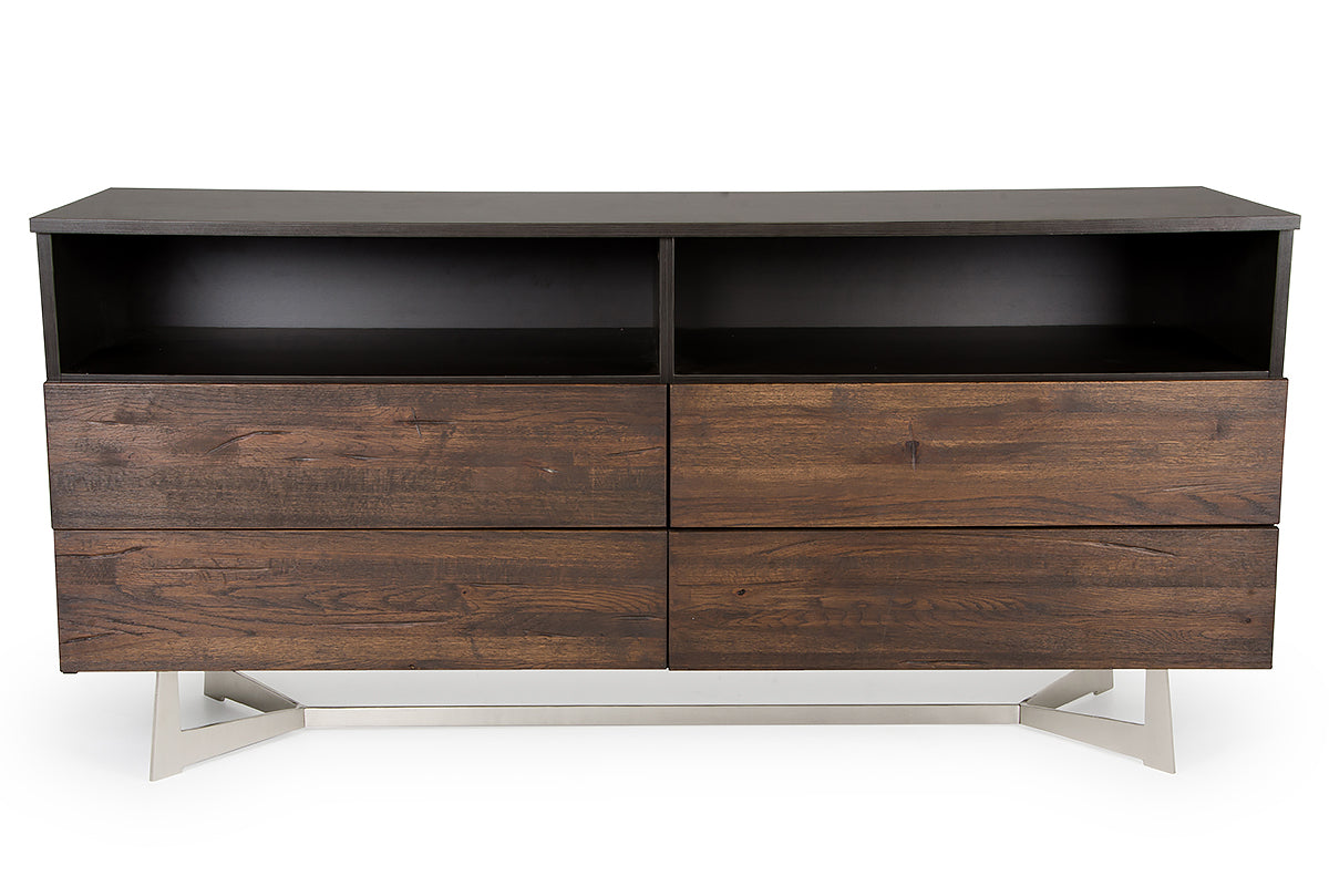 Brown Solid Wood 3-Drawer Gentlemans Chest
