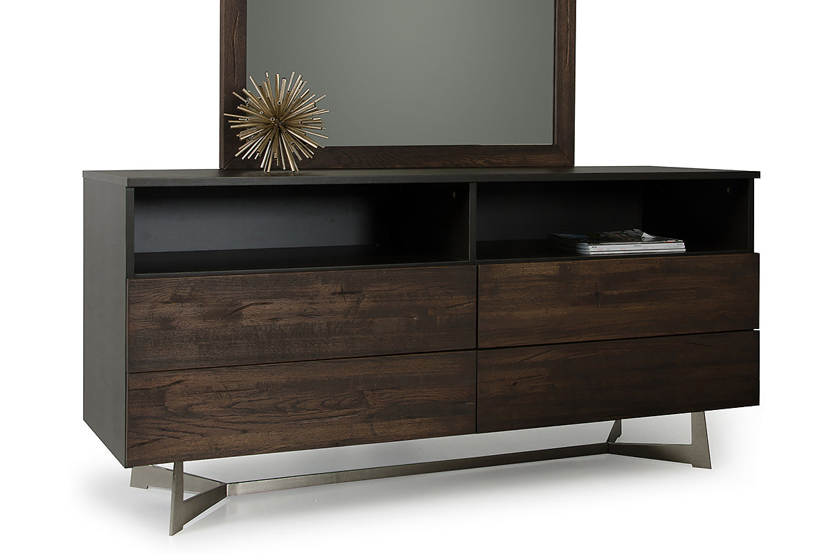 Brown Solid Wood 3-Drawer Gentlemans Chest