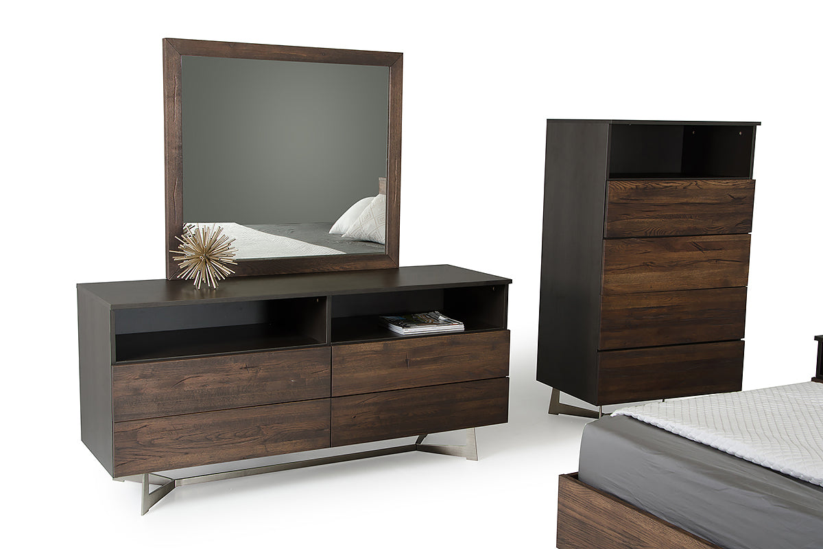 Brown Solid Wood 3-Drawer Gentlemans Chest