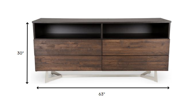 Brown Solid Wood 3-Drawer Gentlemans Chest