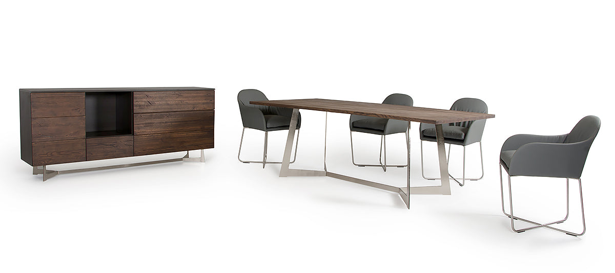 Dark Aged Oak Veneer Steel & Wood Sideboard