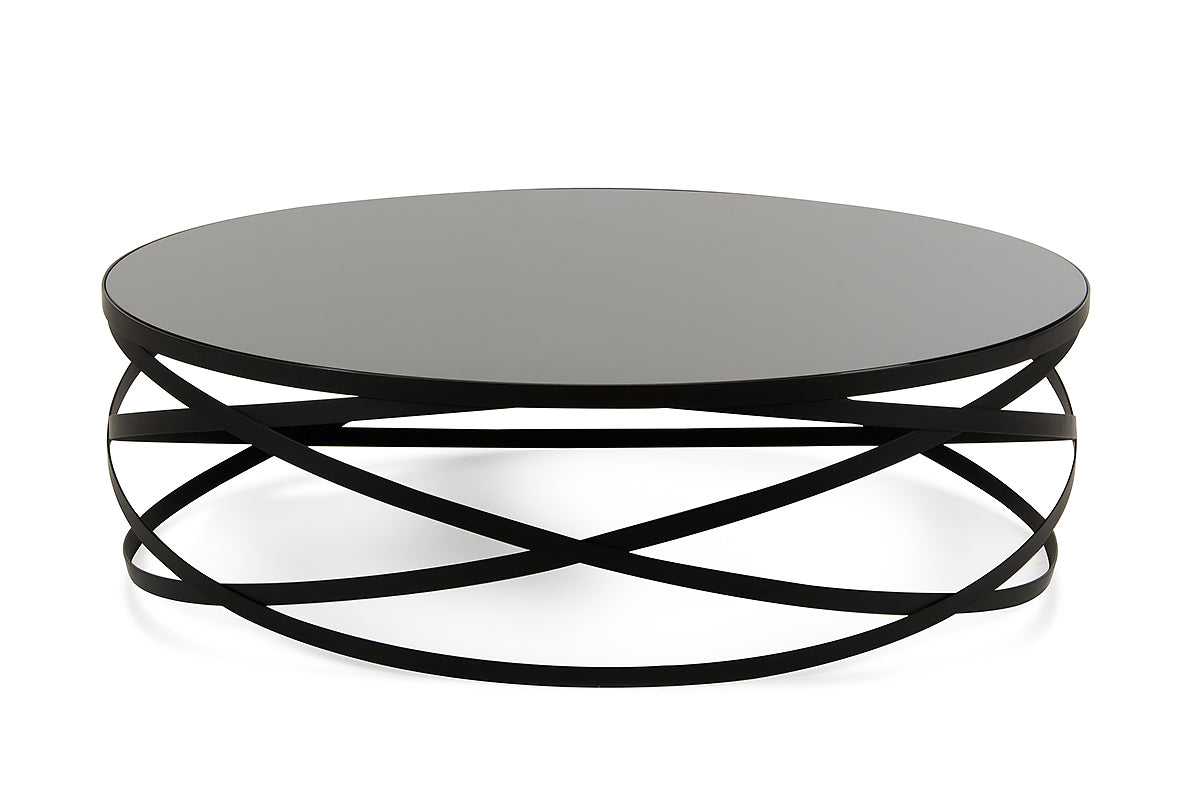 Black Metal & Glass Coffee Table