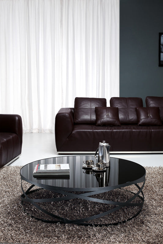 Black Metal & Glass Coffee Table