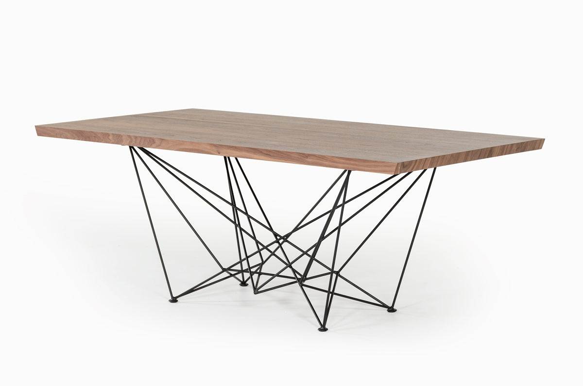 Walnut Veneer And Metal Dining Table