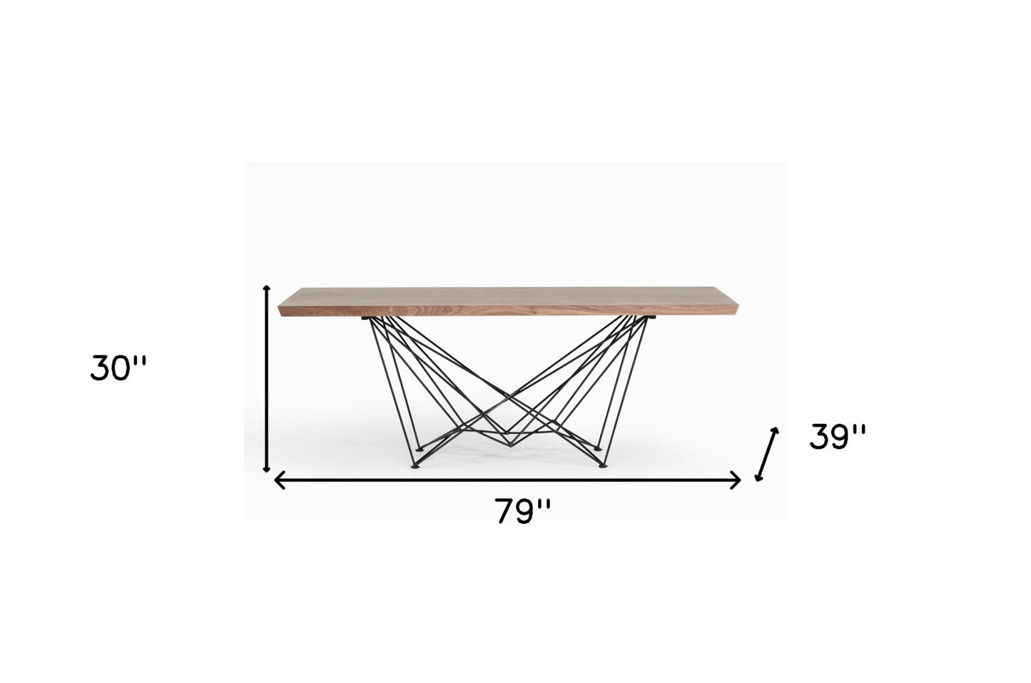 Walnut Veneer And Metal Dining Table