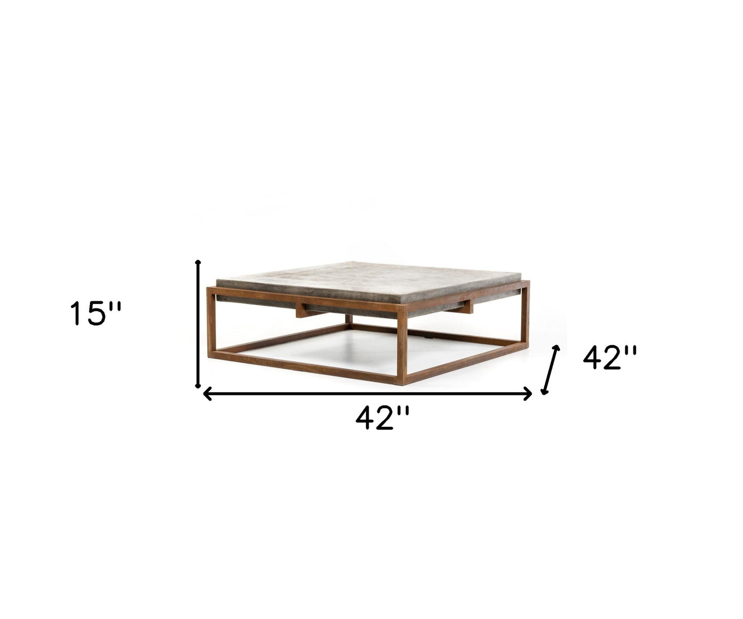 Dark Gray & Rust Concrete & Iron Square Abstract Coffee Table image 6