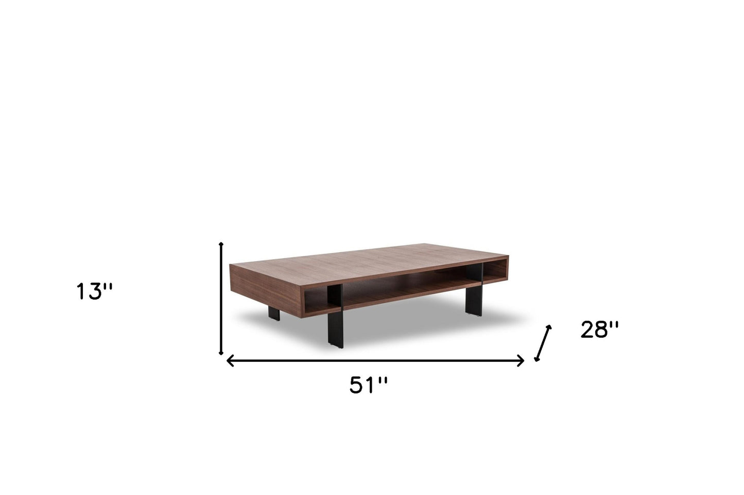 Walnut Veneer & Aluminum Coffee Table