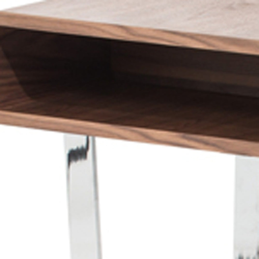 Walnut Veneer Steel & MDF Console Table