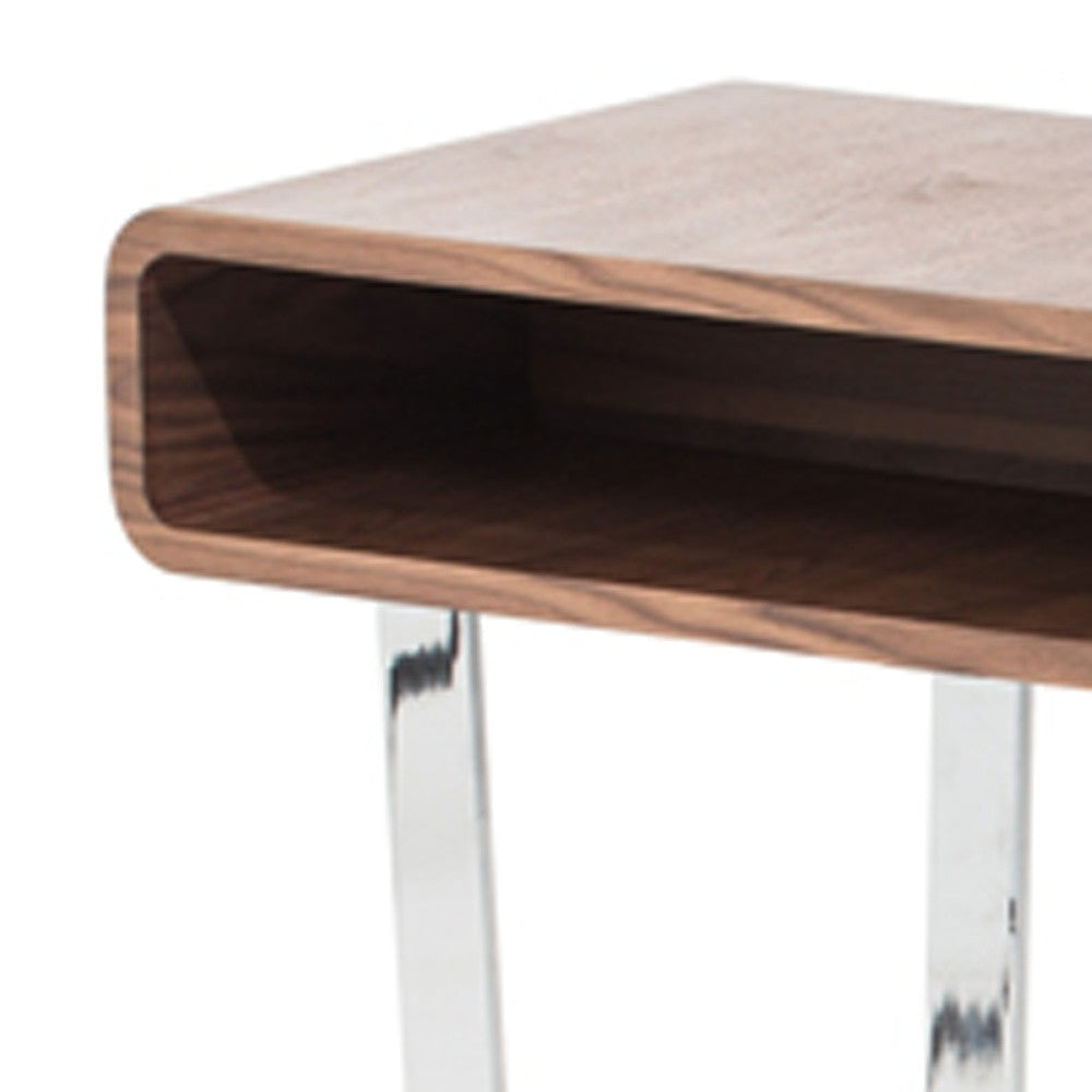Walnut Veneer Steel & MDF Console Table