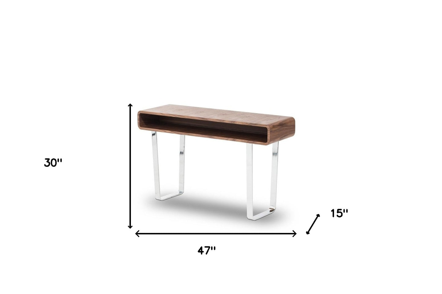 Walnut Veneer Steel & MDF Console Table