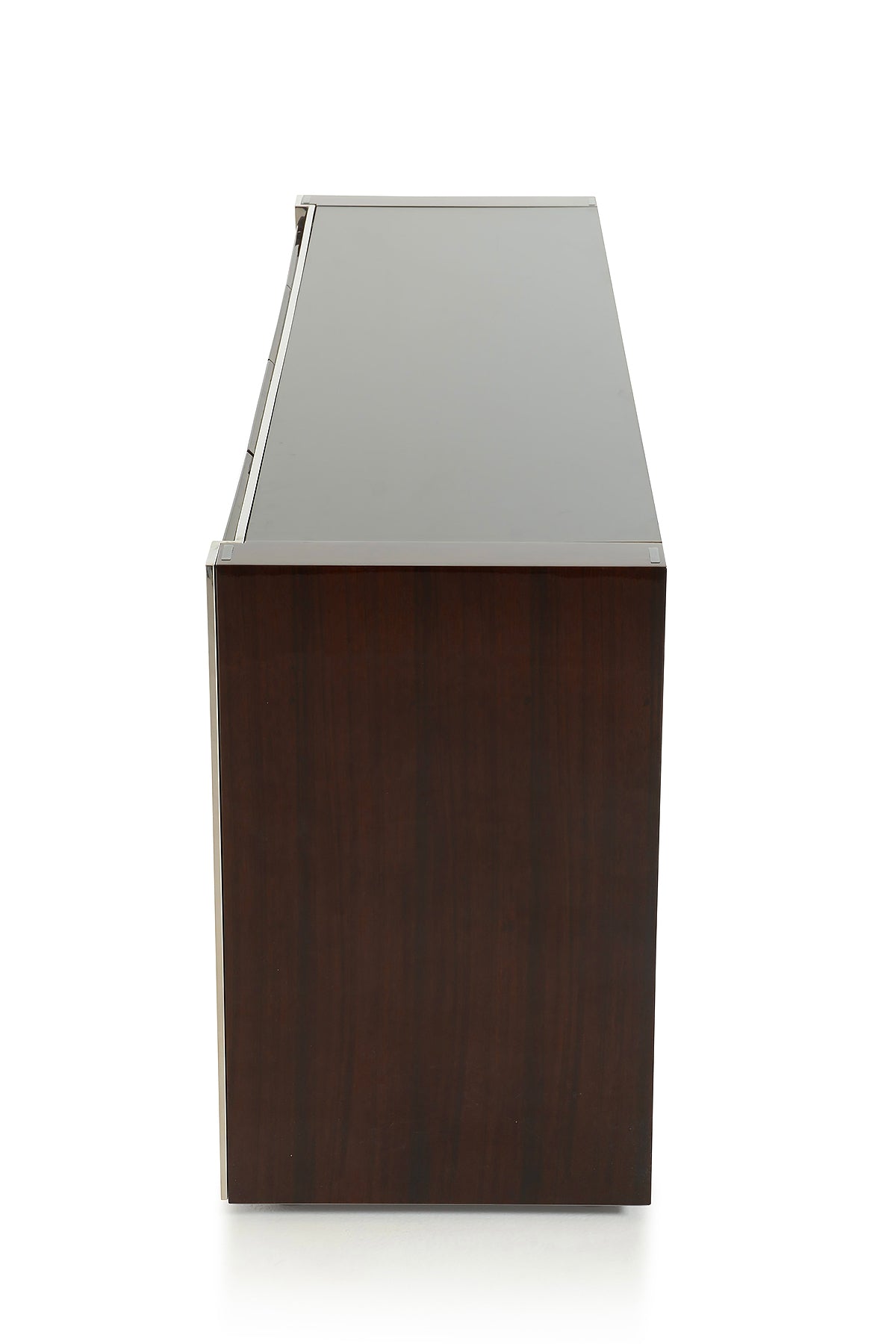 Golden Veneer Glass & Steel Sideboard