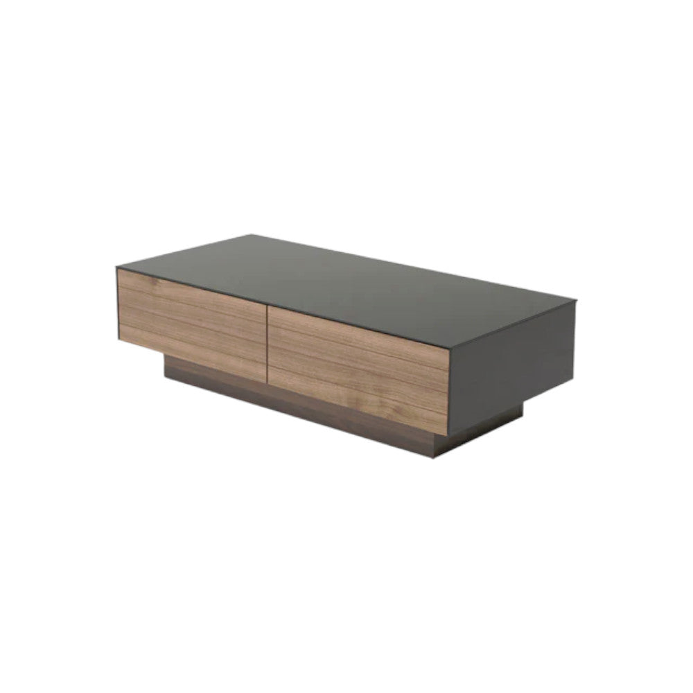 Walnut Veneer Mdf & Glass Coffee Table