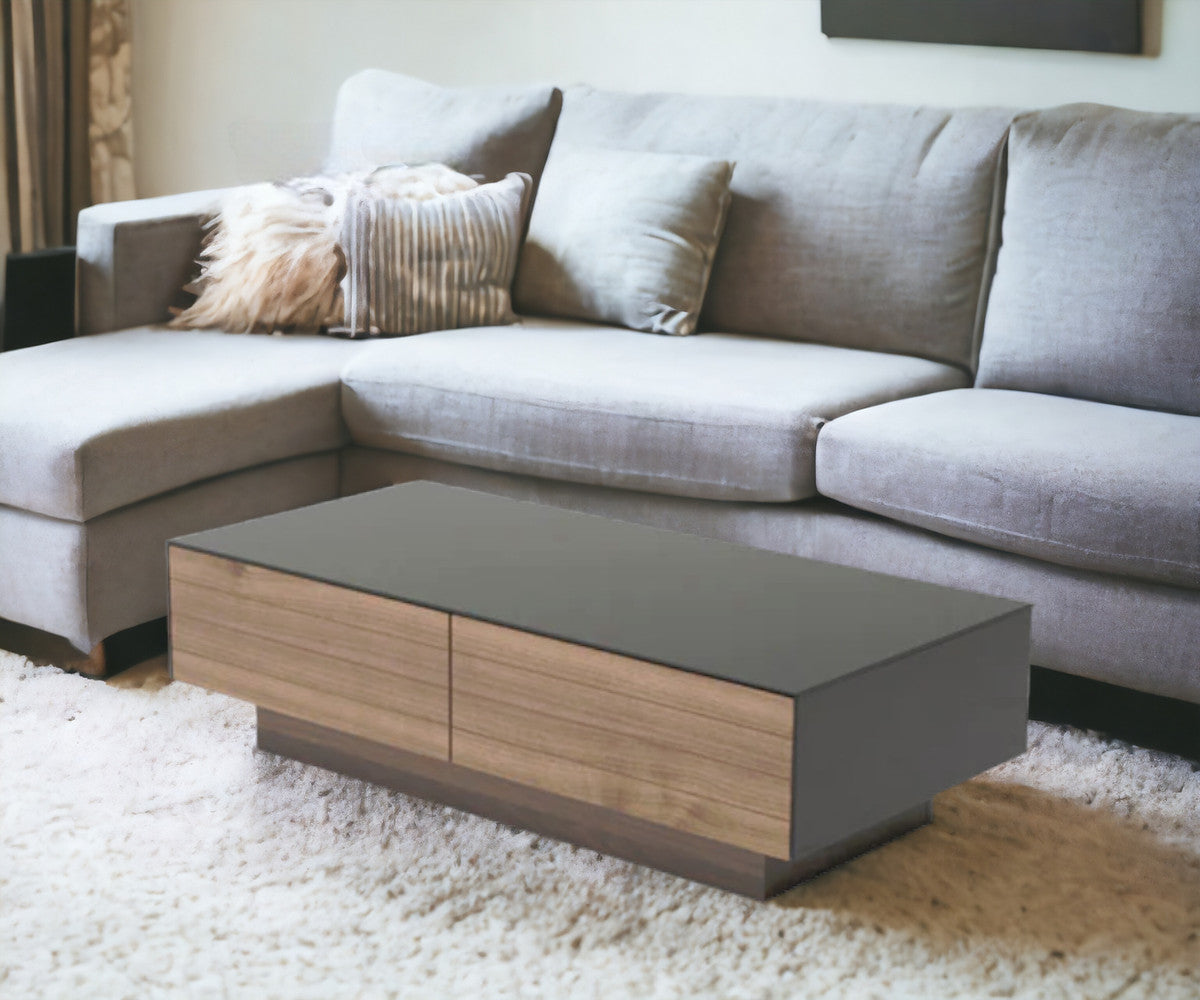 Walnut Veneer Mdf & Glass Coffee Table