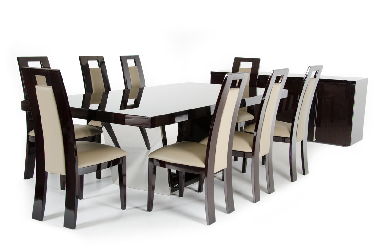 Ebony High Gloss Mdf And Steel Dining Table