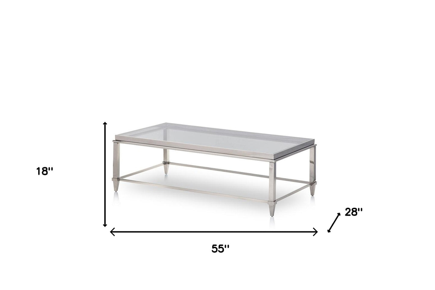 Clear & Silver Glass & Steel Coffee Table