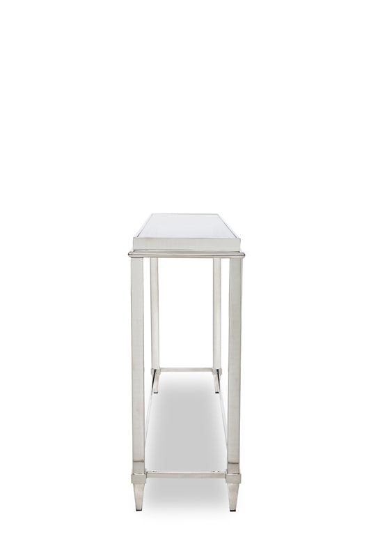 Silver Glass Frame Console Table