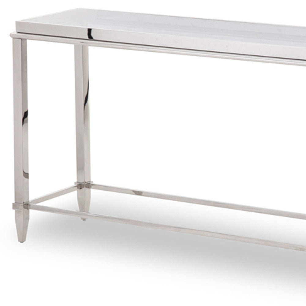 Silver Glass Frame Console Table