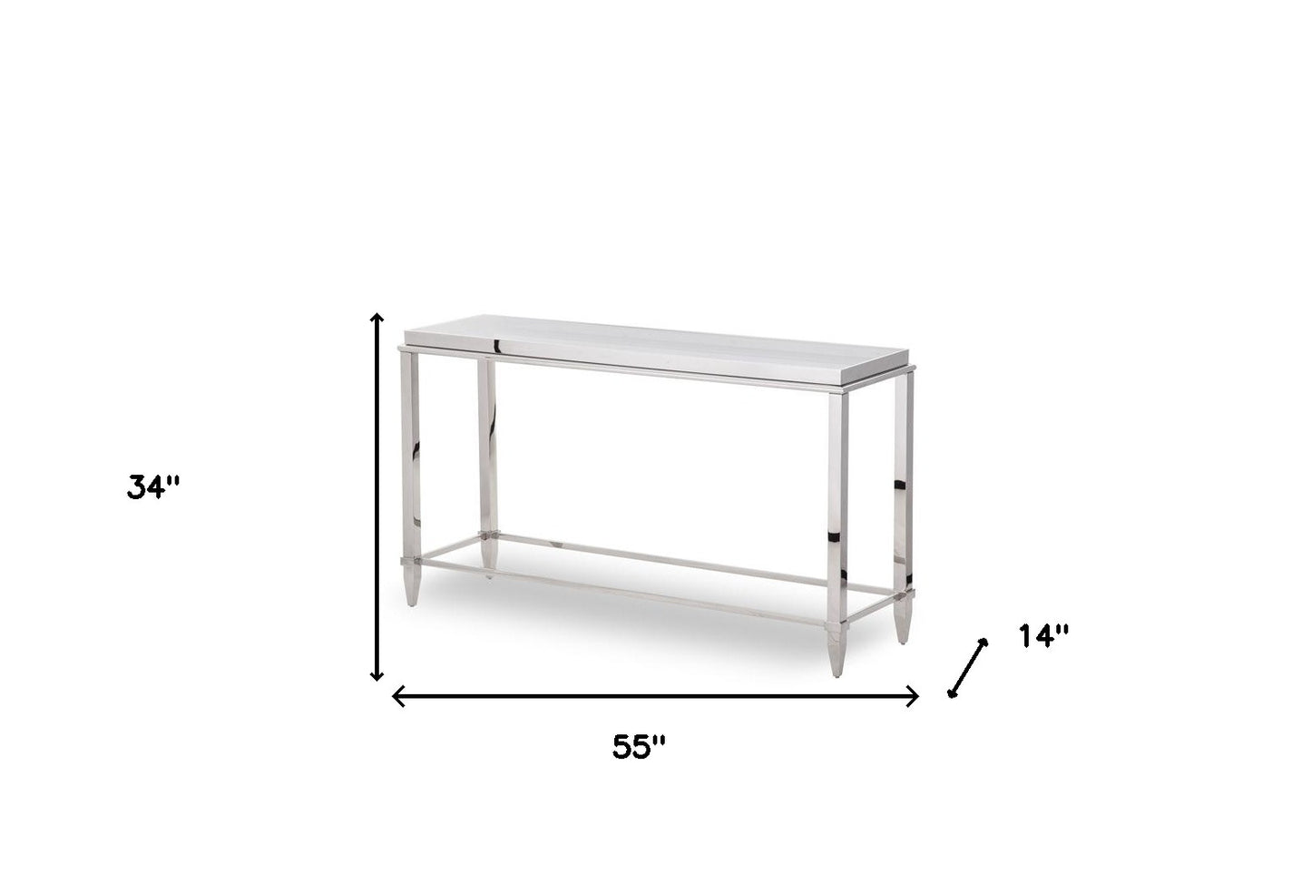 Silver Glass Frame Console Table
