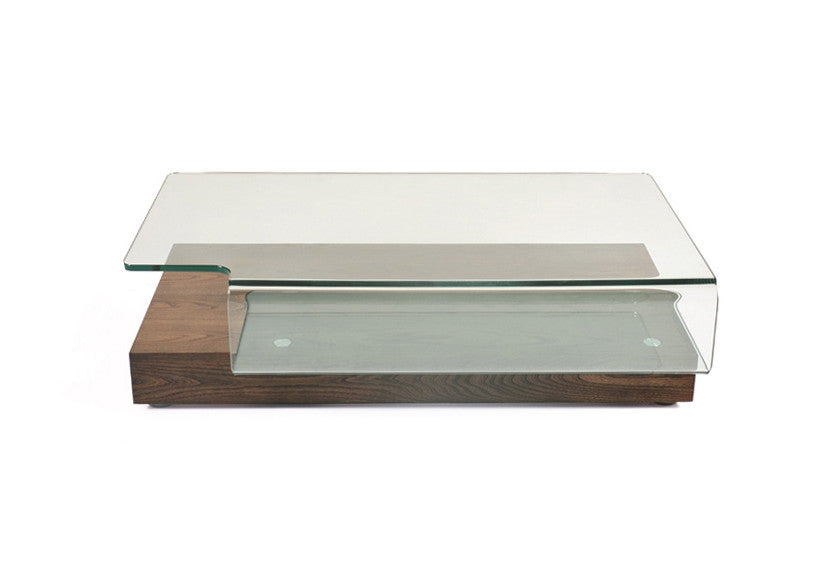Elm Veneer & Glass Coffee Table