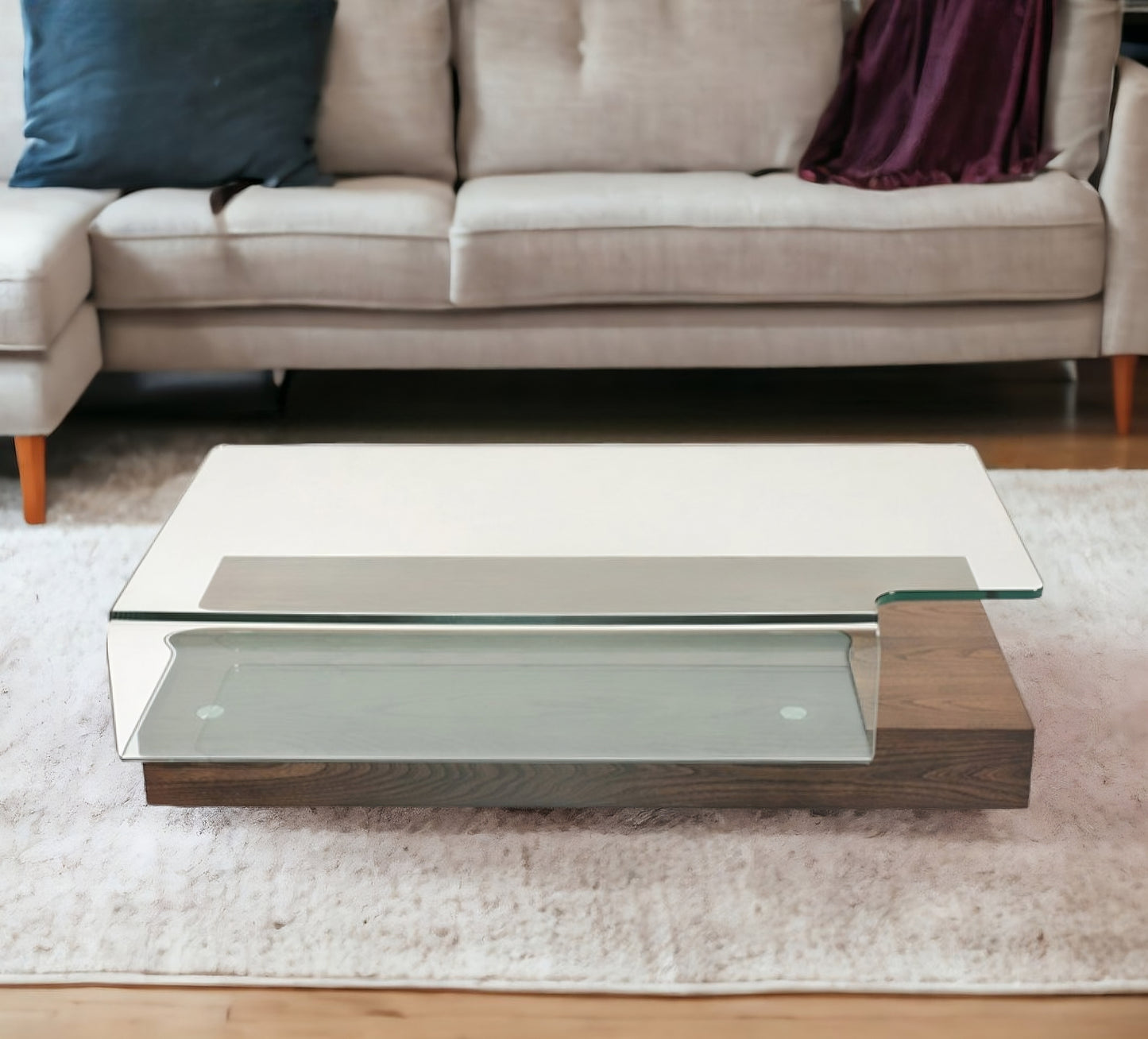 Elm Veneer & Glass Coffee Table