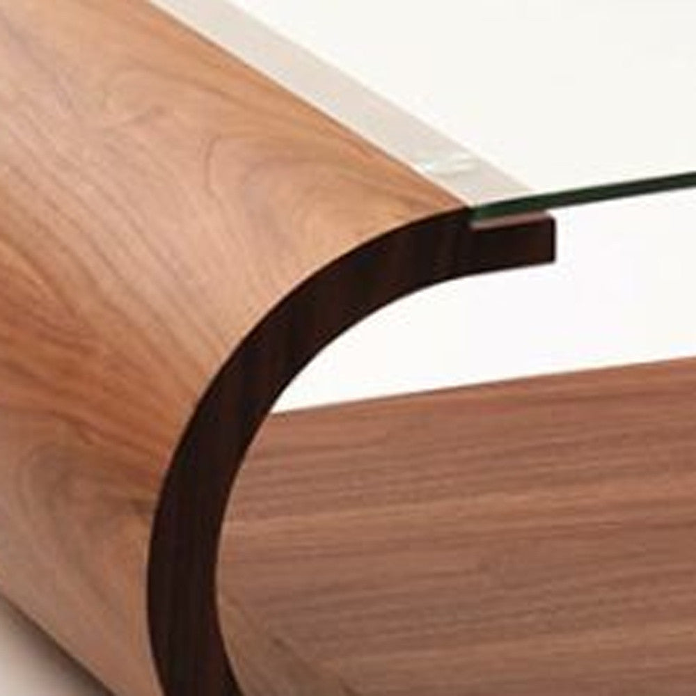 Walnut Veneer Mdf & Glass Coffee Table