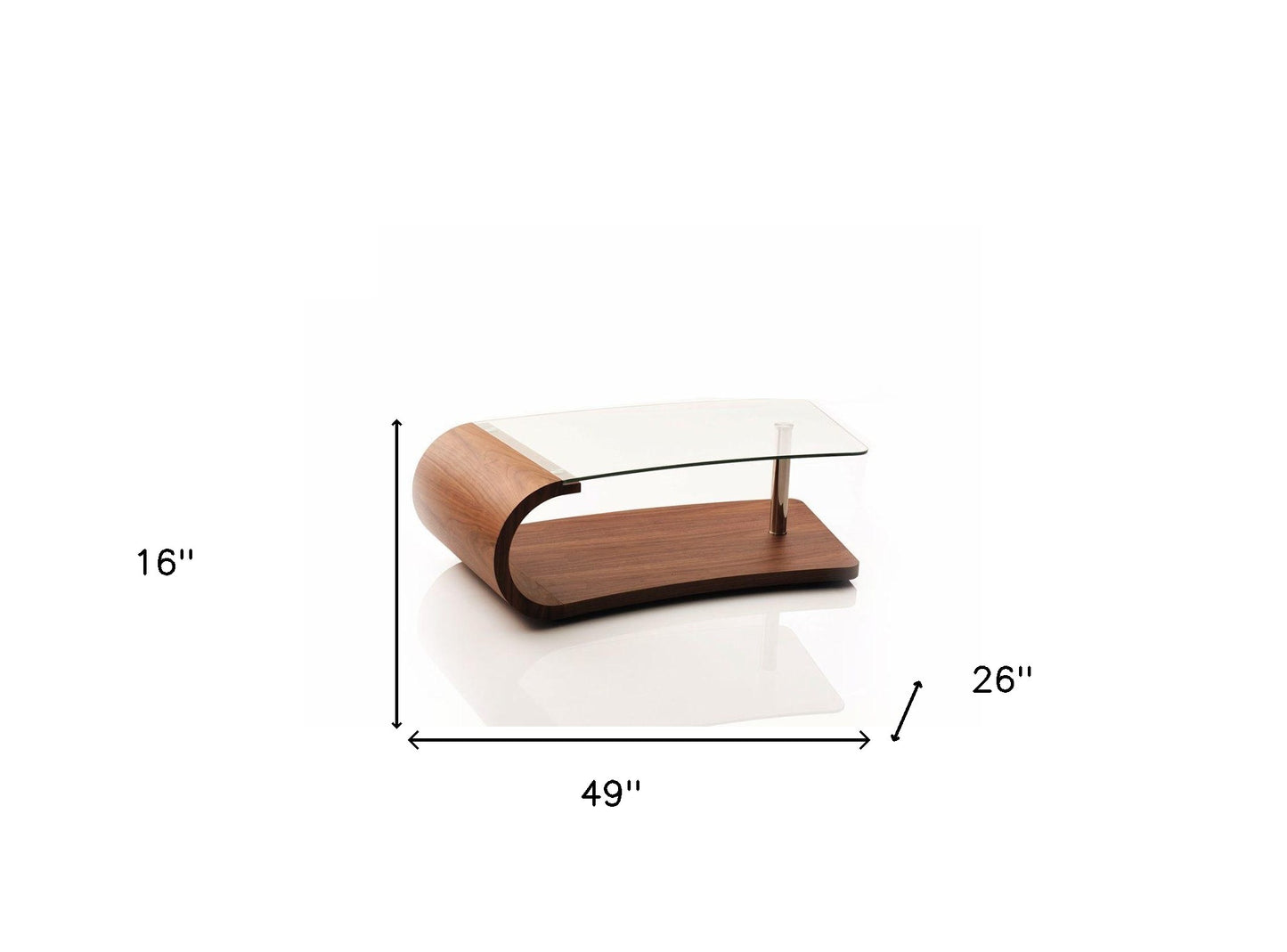 Walnut Veneer Mdf & Glass Coffee Table