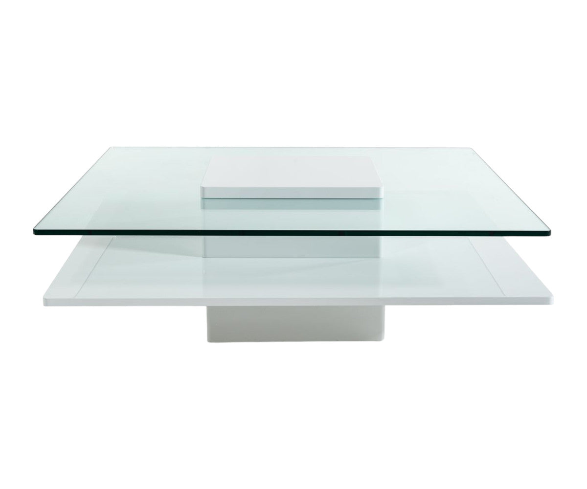 Clear & White Glass Coffee Table