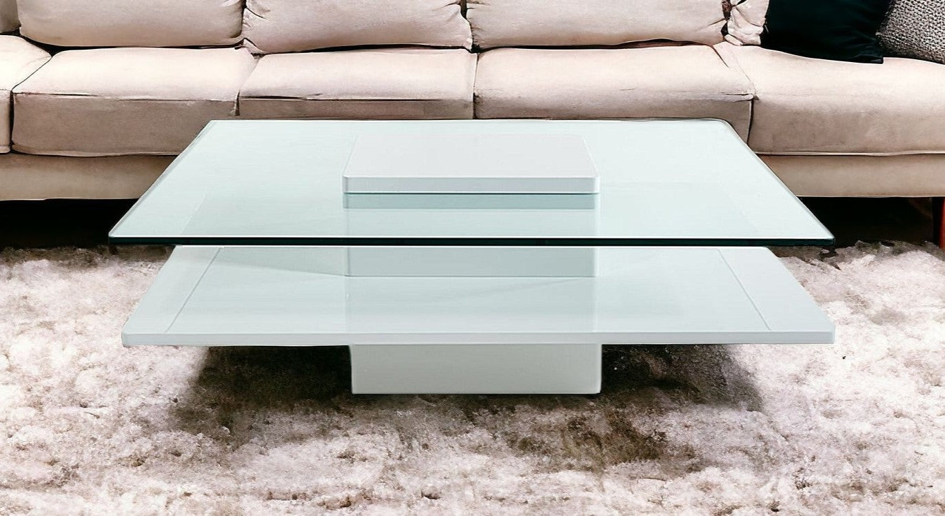 Clear & White Glass Coffee Table