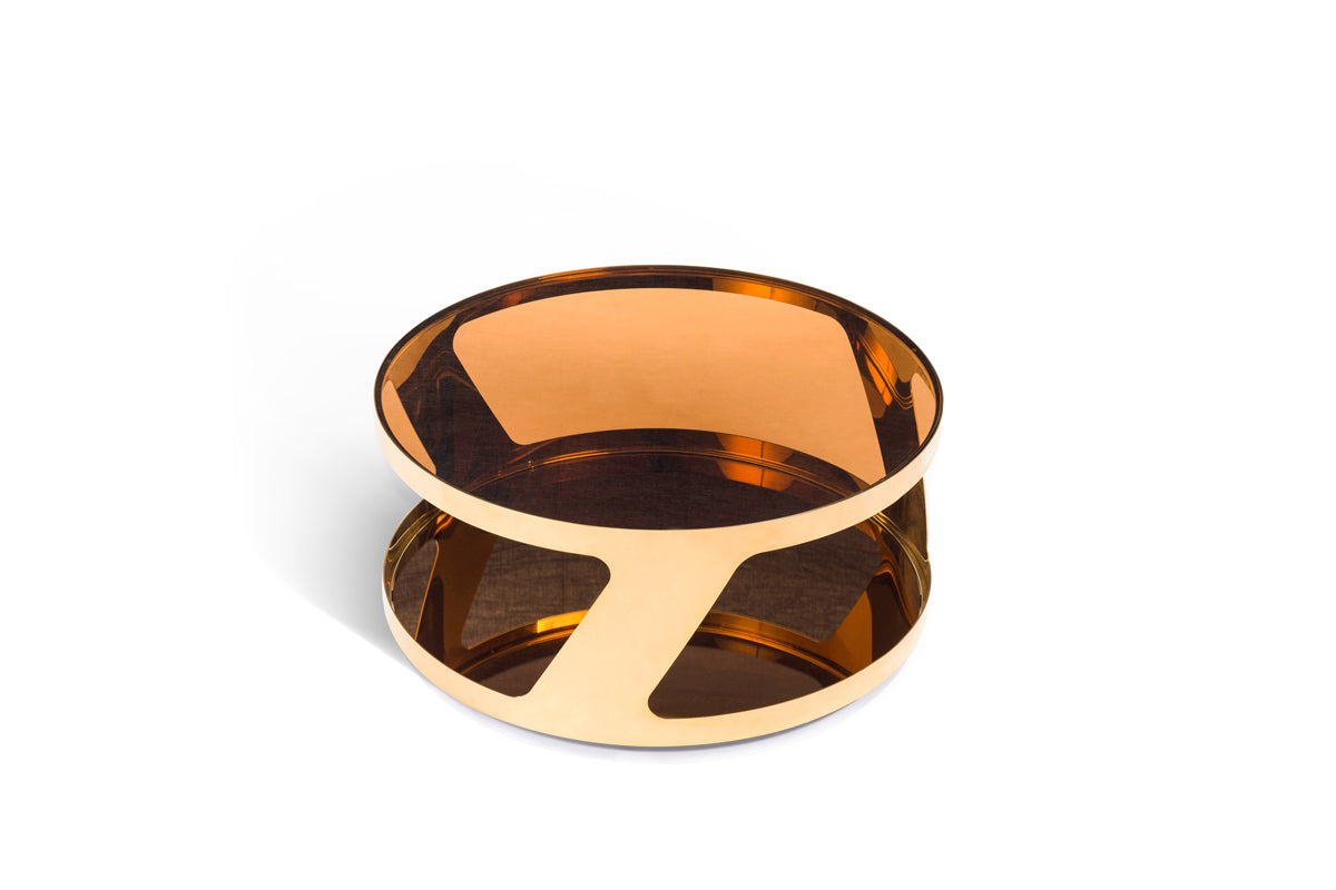 Gold Steel & Glass Round Coffee Table