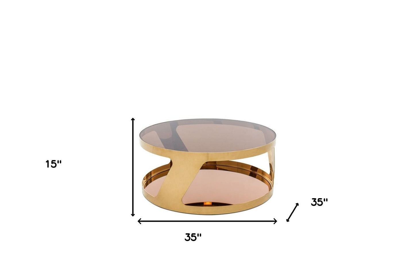 Gold Steel & Glass Round Coffee Table