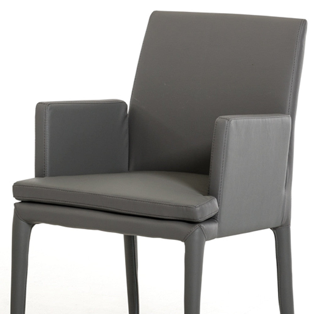 Gray Faux Leather Dining Chair