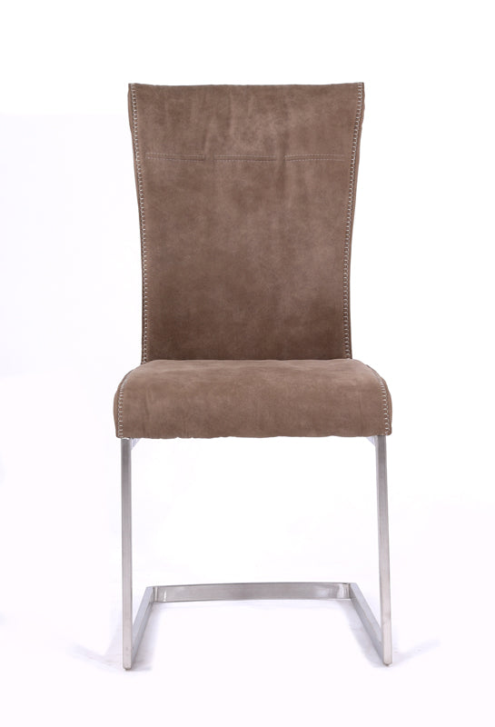 Brown & Silver Fabric Dining Chair - Set of 2