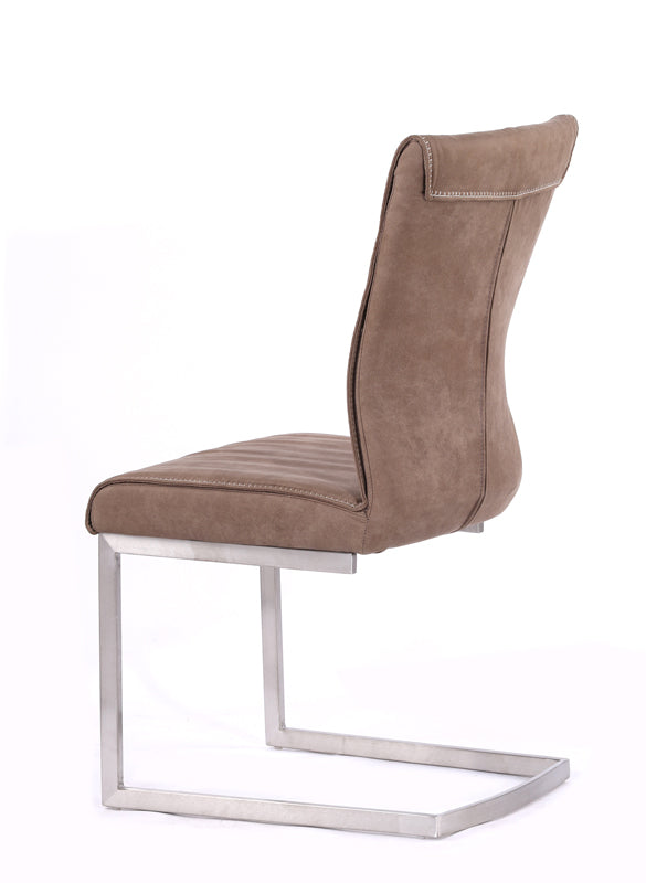 Brown & Silver Fabric Dining Chair - Set of 2