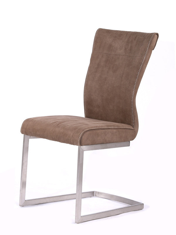 Brown & Silver Fabric Dining Chair - Set of 2