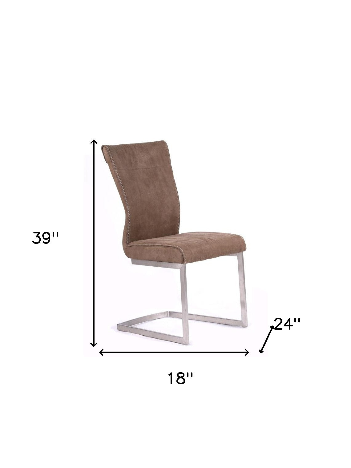 Brown & Silver Fabric Dining Chair - Set of 2